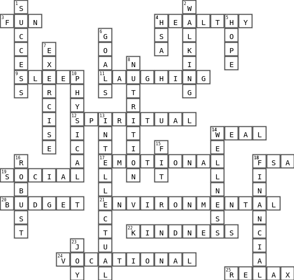 Wellness Crossword Key Image