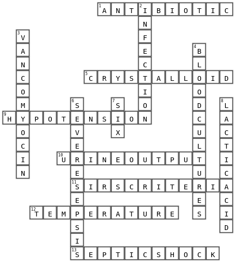 Sepsis Crossword Key Image