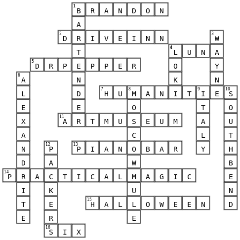 wedding  Crossword Key Image