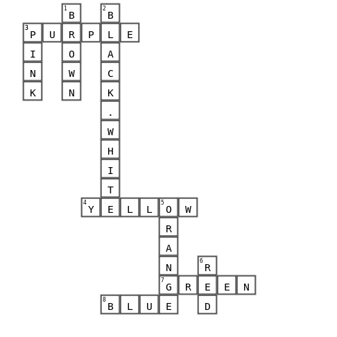 main colours Crossword Key Image