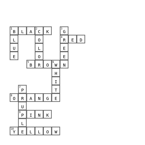 color Crossword Key Image