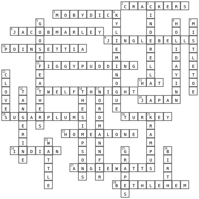 CHRISTMAS 1 Crossword Key Image