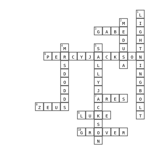 Lightning Bolt Crossword Crossword Key Image
