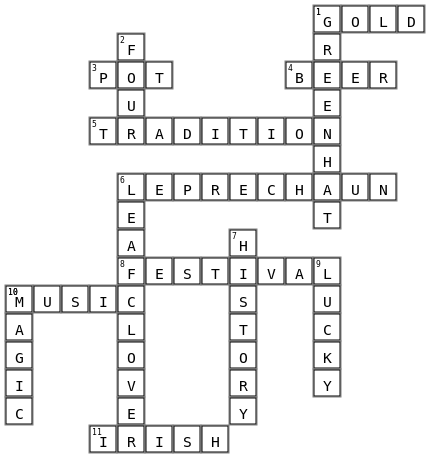 Saint Patrick's Day Puzzle Crossword Key Image