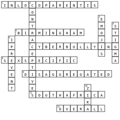 International Women's Day Crossword Key Image