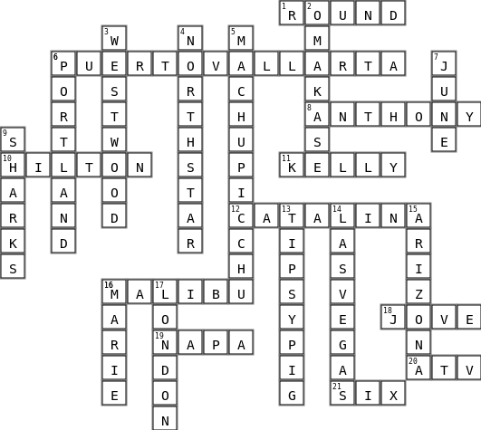 Crossword 1 (word-puzzle.com) Crossword Key Image
