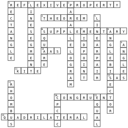 Quadrilaterals Crossword Key Image