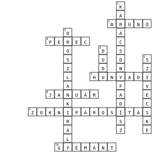 Eskuvo Crossword Key Image