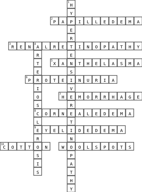 Opthalmology  Crossword Key Image