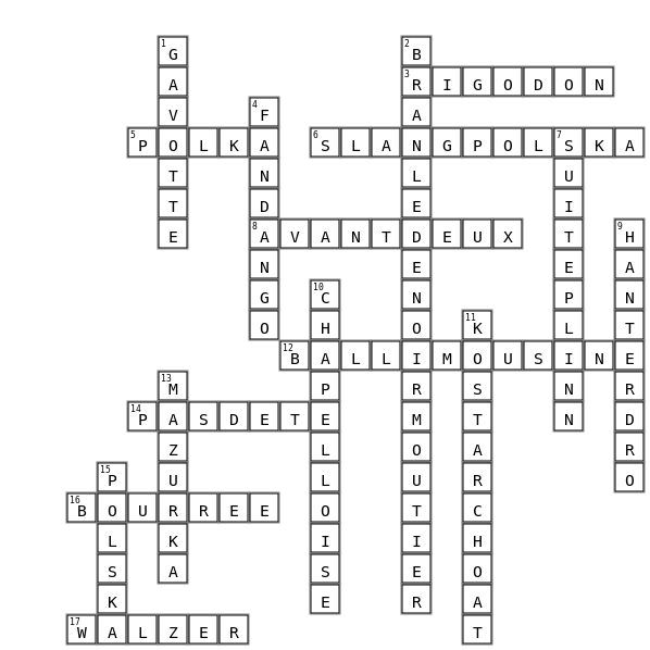 Balfolk crossword Crossword Key Image