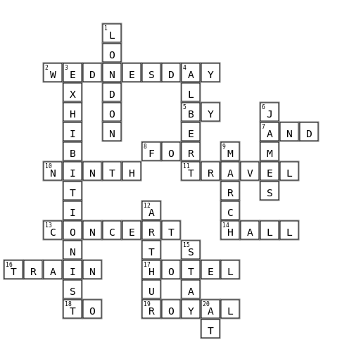 Jennings Xmas  Crossword Key Image