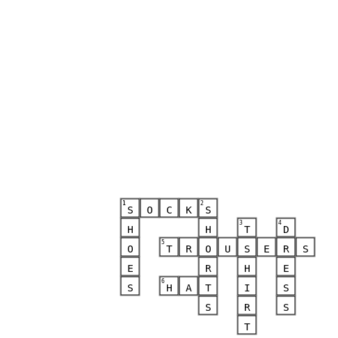 P2 clothes Crossword Key Image