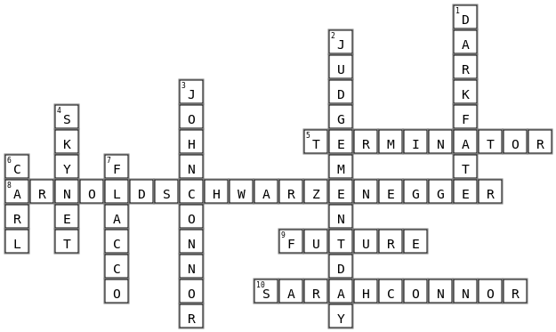 Terminator Dark Fate 2019 Crossword Key Image