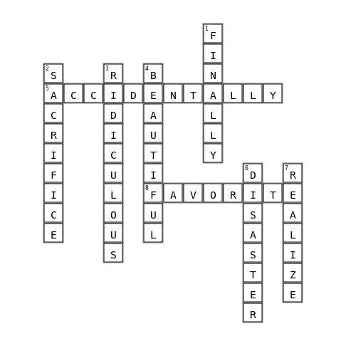 The Vase Crossword Key Image