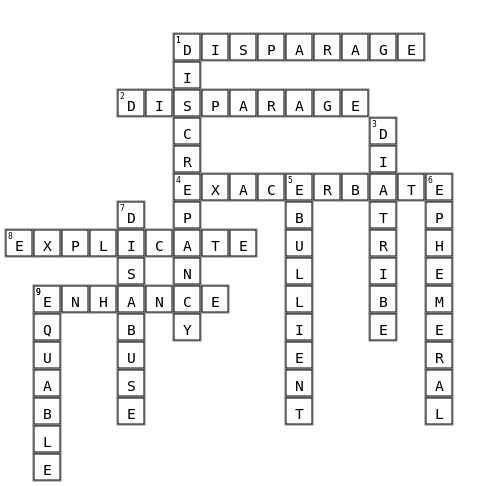 CROSS WORD OF meanings for words Crossword Key Image