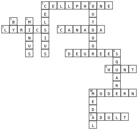 Growing Up in Canada Crossword Key Image
