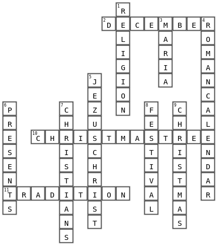 Christmas Puzzle Crossword Key Image