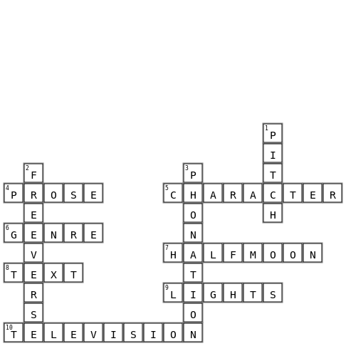 Question 3: Crossword Puzzle Crossword Key Image