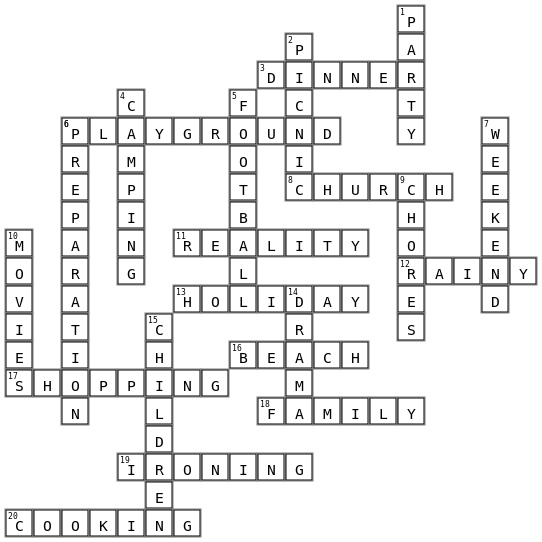 Weekend word puzzle Crossword Key Image