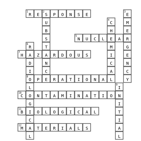 HAZMAT CROSSWORD Crossword Key Image