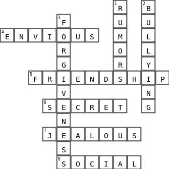 Social Bullying Crossword Key Image