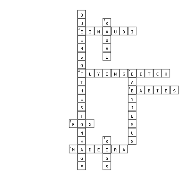 Test 1 Crossword Key Image