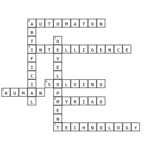HISTORY OF AI Crossword Key Image