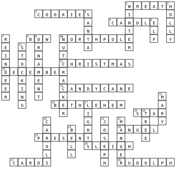 Christmas Crossword Crossword Key Image