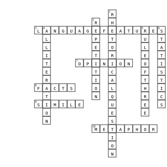 language features Crossword Key Image