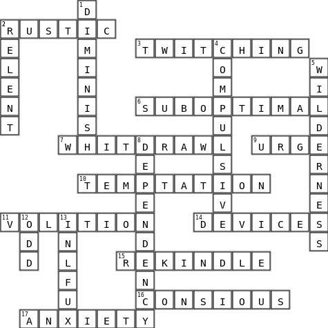 Vocabulary Crossword Key Image
