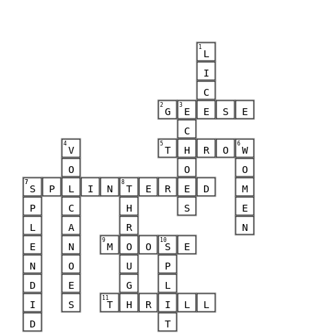 1 Crossword Key Image