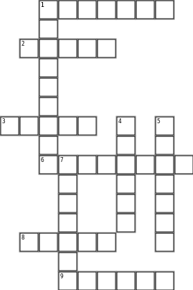spelling list 9 Crossword Grid Image