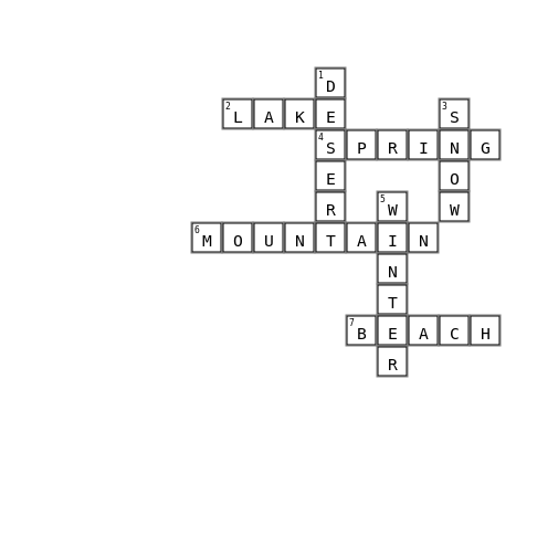 Place and Weather Crossword Key Image