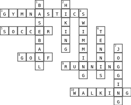 Sports Crossword Key Image