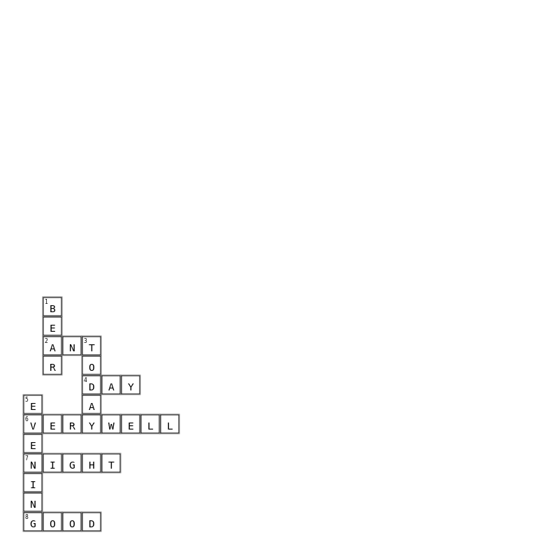 【单词】二年级上册Unit 1 Crossword Key Image