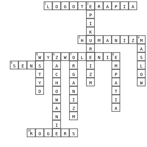 Nurt Humanistyczny - krzyżówka Crossword Key Image