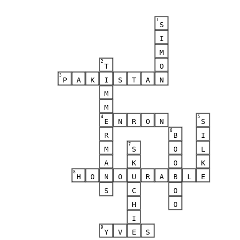 Boobje Crossword Key Image