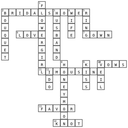 Bridal Shower Crossword Puzzle Crossword Key Image