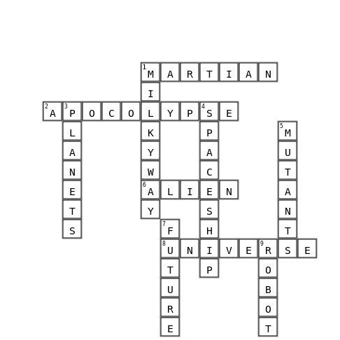 Sci Fi Crossword Key Image