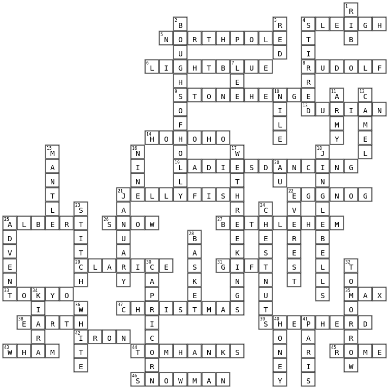 Christmas 2025 Crossword Key Image