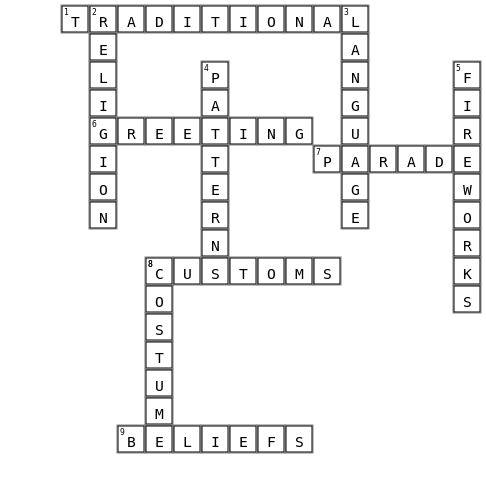 cultures Crossword Key Image