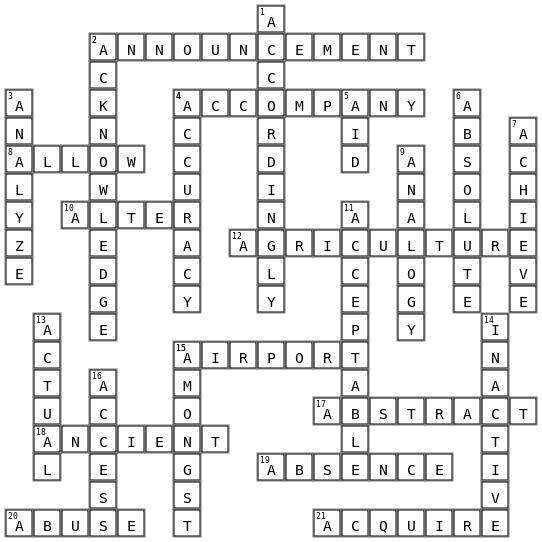 English Crossword Key Image