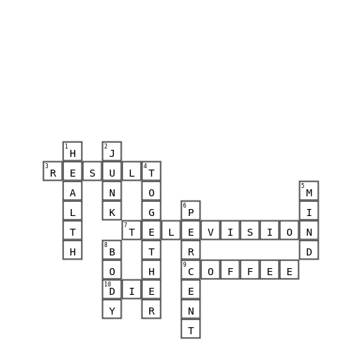 1 Crossword Key Image
