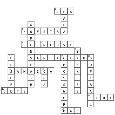 Johnny D  Crossword Key Image