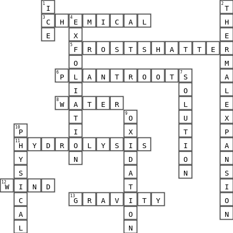 Weathering/Erosion Crossword Key Image