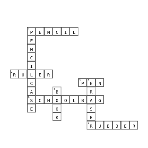 Word Puzzle-School things Crossword Key Image