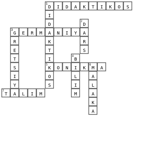 111 Crossword Key Image