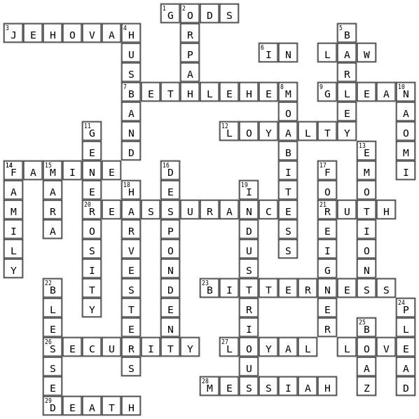 RUTH - An Example of Loyal Love Crossword Key Image