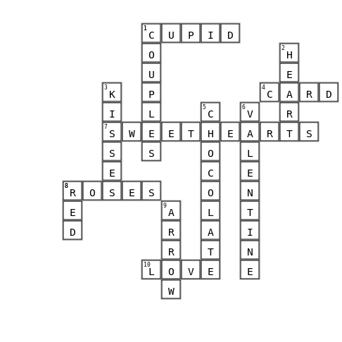 Valentine's Day  Crossword Key Image