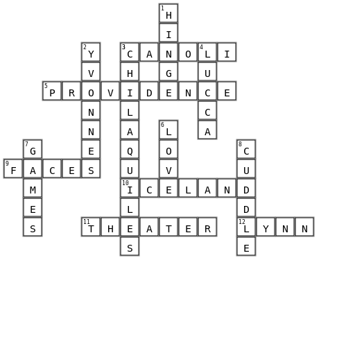 Mi Amor Crossword Key Image
